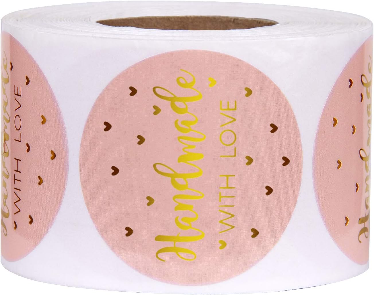 WRAPAHOLIC 2 Inch 500 Total Labels - Handmade Business Gift Sticker - Pink with Gold Foil Sticker for Shopping Small Shop Handmade image 4