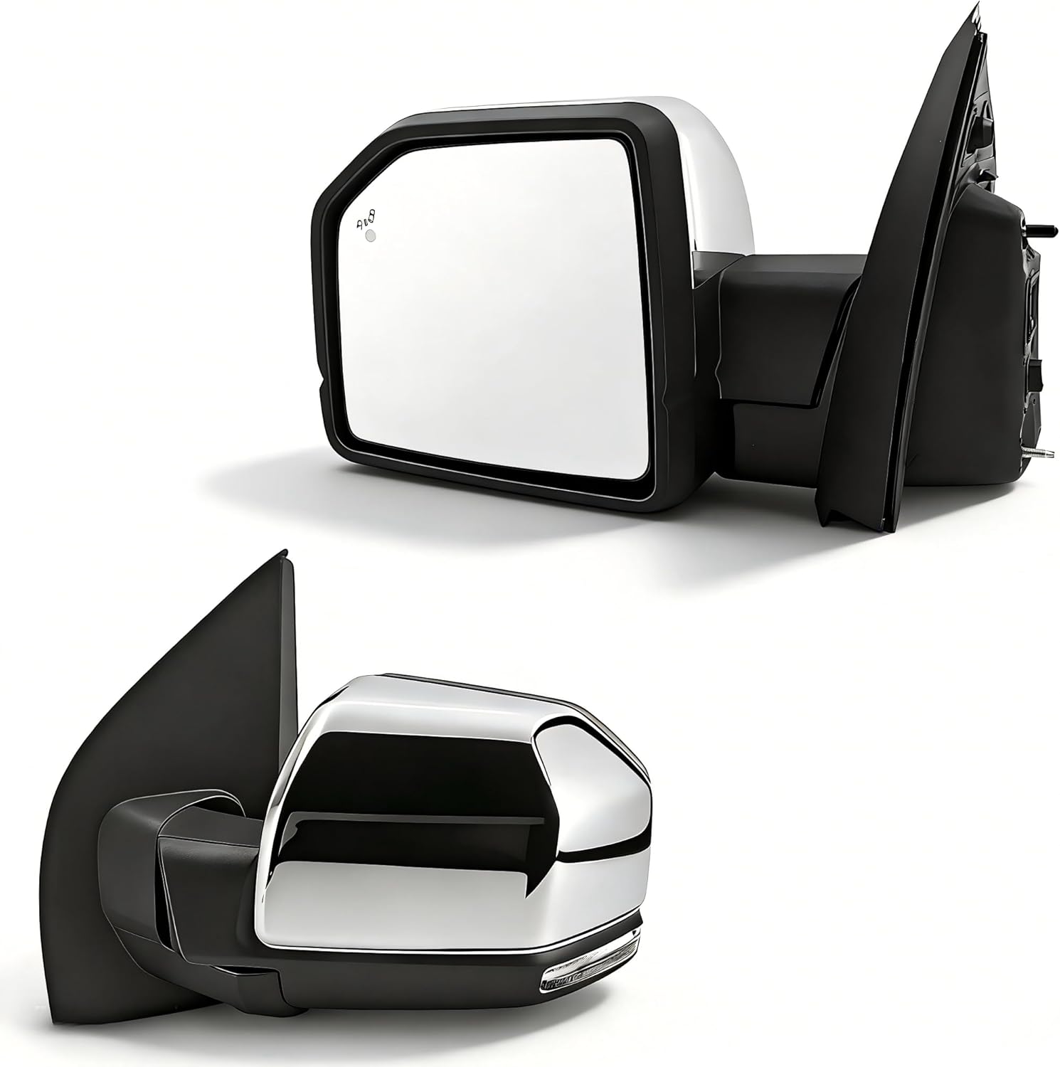 FL3Z17683PC Left Dual Power Mirror 16+4 Pin Camera Chrome for Ford F150 2015-2018; Driver Side Miror with Memory/Heated/Power Folding/Turn Signal/Puddle Lamp/Side Marker/Blind Spot