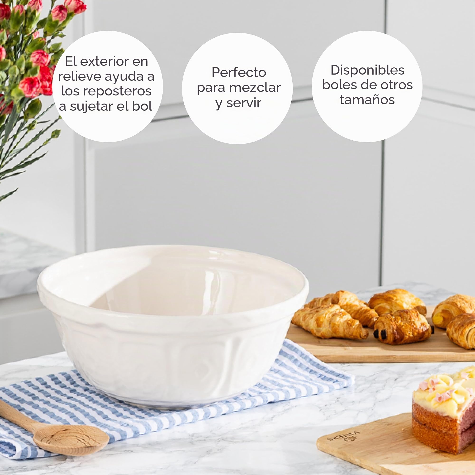 Cuencos para Preparar Alimentos de Mason Cash, cerámica, Crema, 4 Litre/29 cm