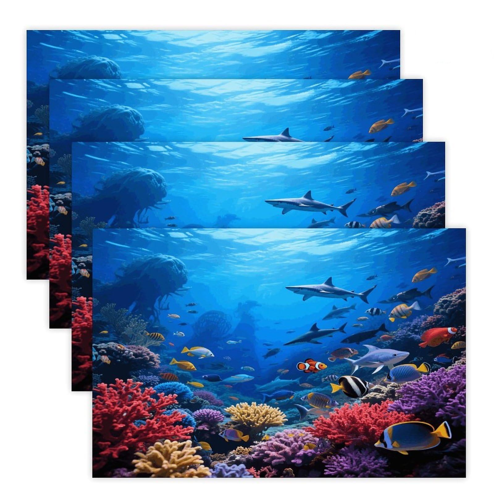 Underwater World Placemats Heat Resistant Non-Slip Place Mats Washable Wipeable Table Mat Kitchen Dining Table Decoration Placemats Indoor Outdoor Place Mats 17.7’’×11.8’’