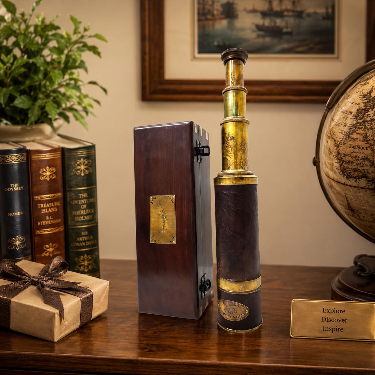 Amazon.com: Antique Brass Leather Telescope Kelvin & Hughes London