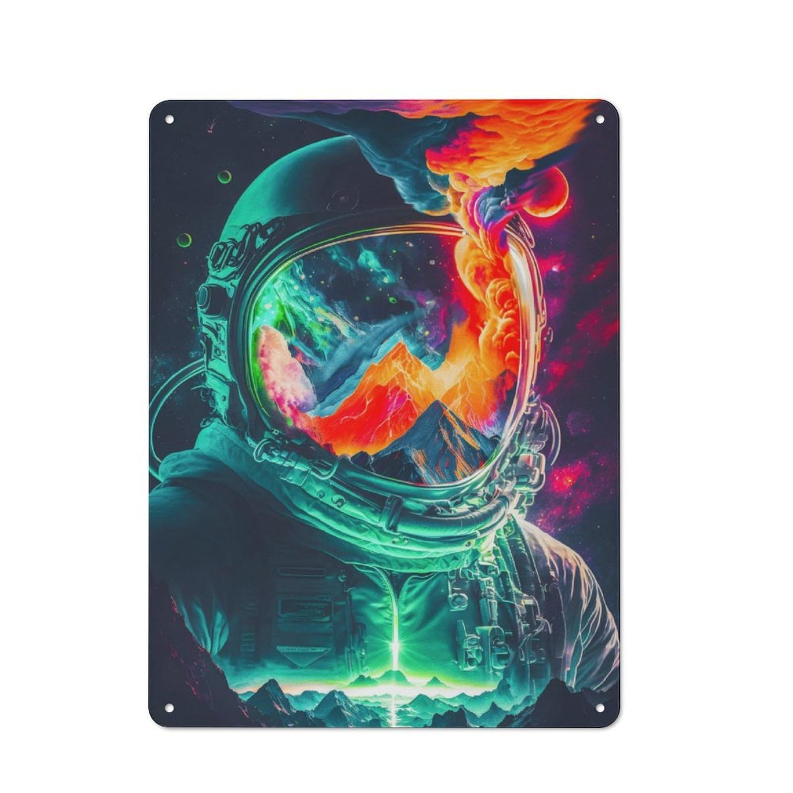 Junmoney Astronaut In Space Tin Wall Plaque 40X30cm With For Café Or Home Bar, For Themed Room Decoration, For Living Room And Hallway Decor