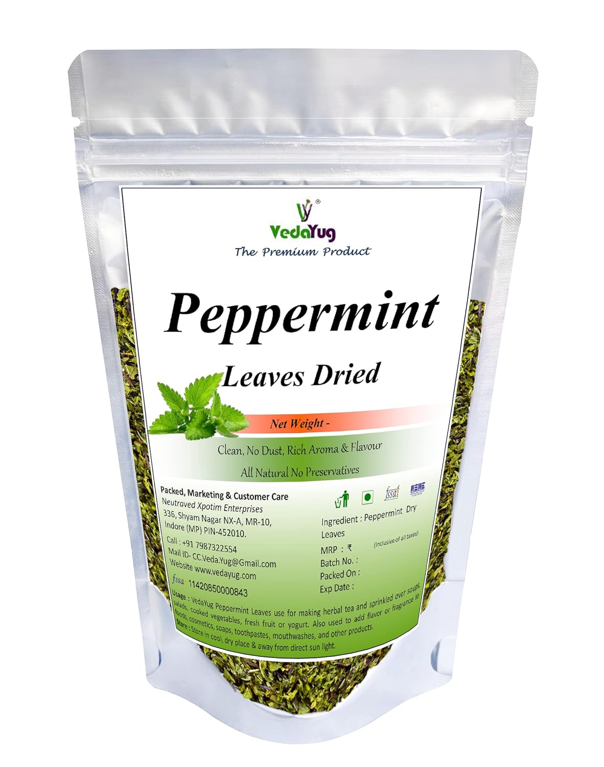 VY VedaYug Peppermint Tea Leaves, Herbal Tea Loose Leaf, Caffeine Free, Steep Hot Or Iced -140g VY VedaYug Peppermint Tea Leaves, Herbal Tea Loose Leaf, Caffeine Free, Steep Hot Or Iced -140g