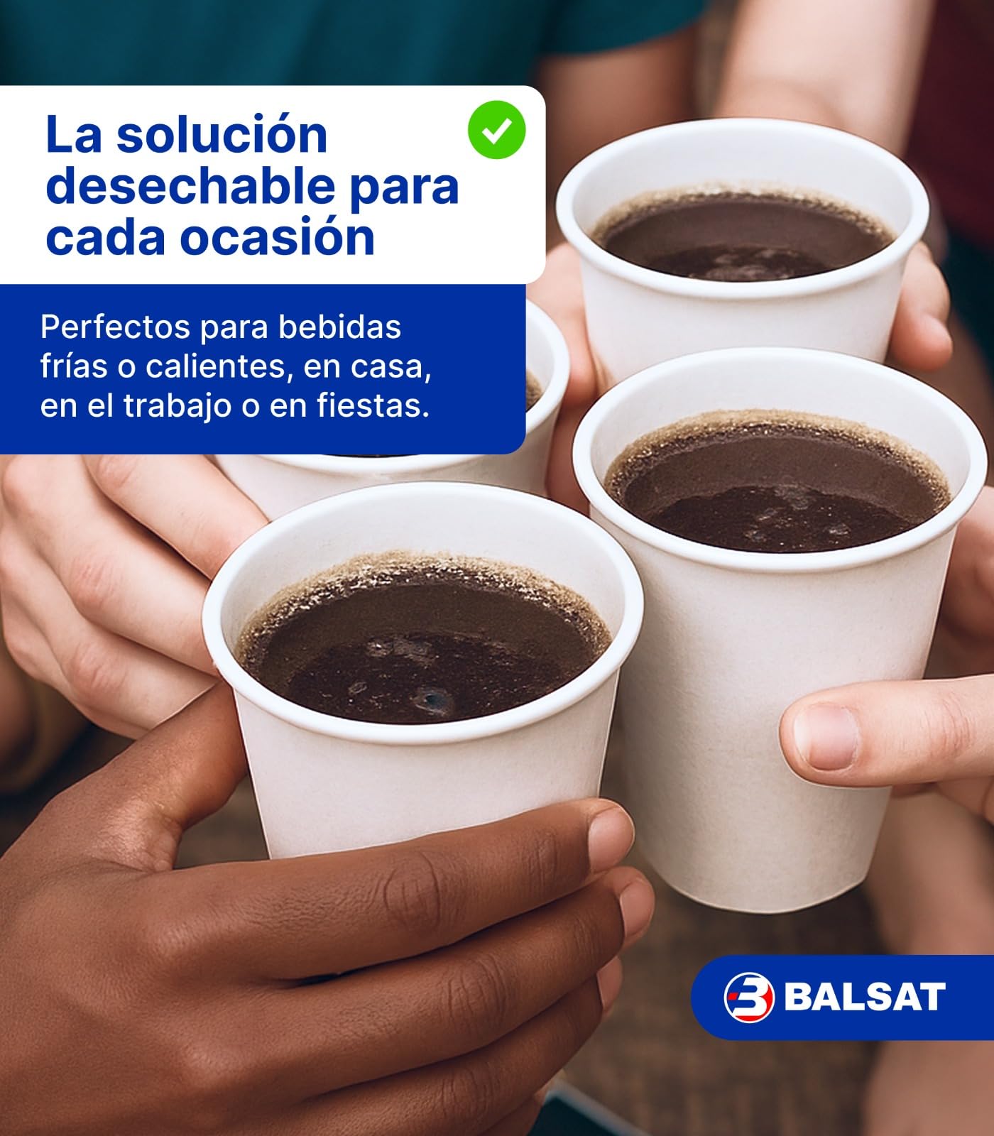 BALSAT Vaso Papel Blanco 200 ml. Fuentes de Agua, Bebidas para llevar, Resistente al calor y al frio. Reciclable y compostables (1000)
