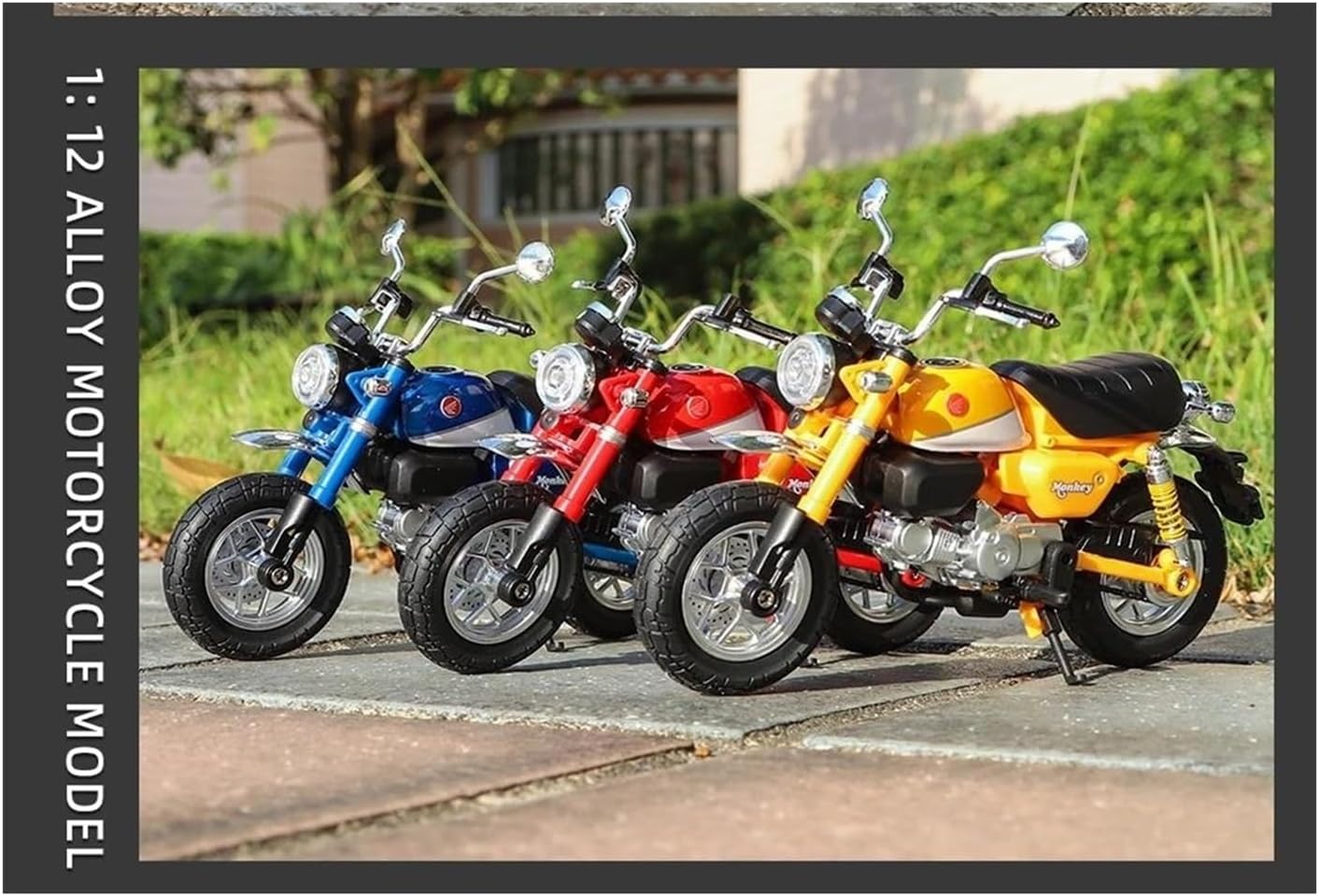 Mini Simulation Motorcycle Toys 1/12 for Honda Monkey Motorcycle Metal Super Sport Mini Model Series Children's Gift Adult for Boys(Yellow)