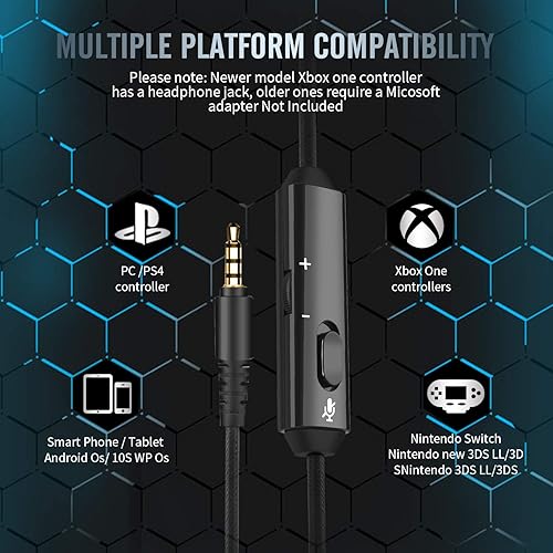 Miniatura 5 de BINNUNE - Auriculares para juegos para PS4 PS5 PC Xbox One Playstation 4 Xbox 1 auriculares para juegos con micrófono auriculares con micrófono