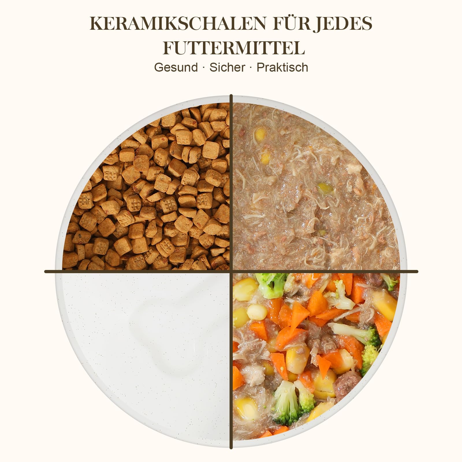 MALACASA Hundenapf Keramik mit Bambus Ständer, 1140 ml Doppelte Futternapf für Mittelgroße Hunde Katzen, futternapf und wassernapf Hund, Rutschfester Stand, Spülmaschinenfest
