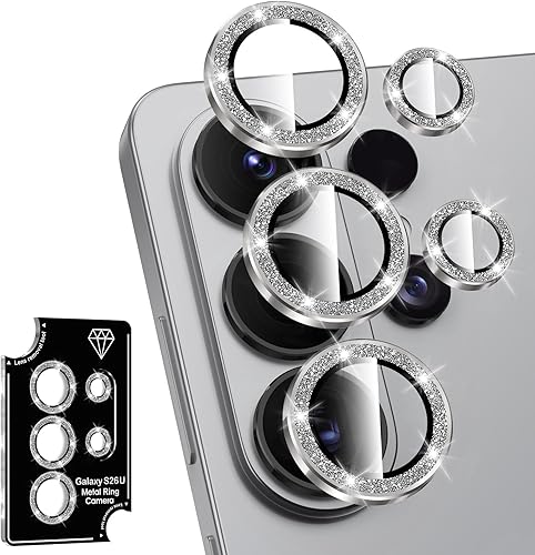 Miniatura 101 de Protector de lente de cámara para Samsung Galaxy S25 FE, cubierta individual de lente de vidrio templado con anillo de metal, [fuerte adsorción]