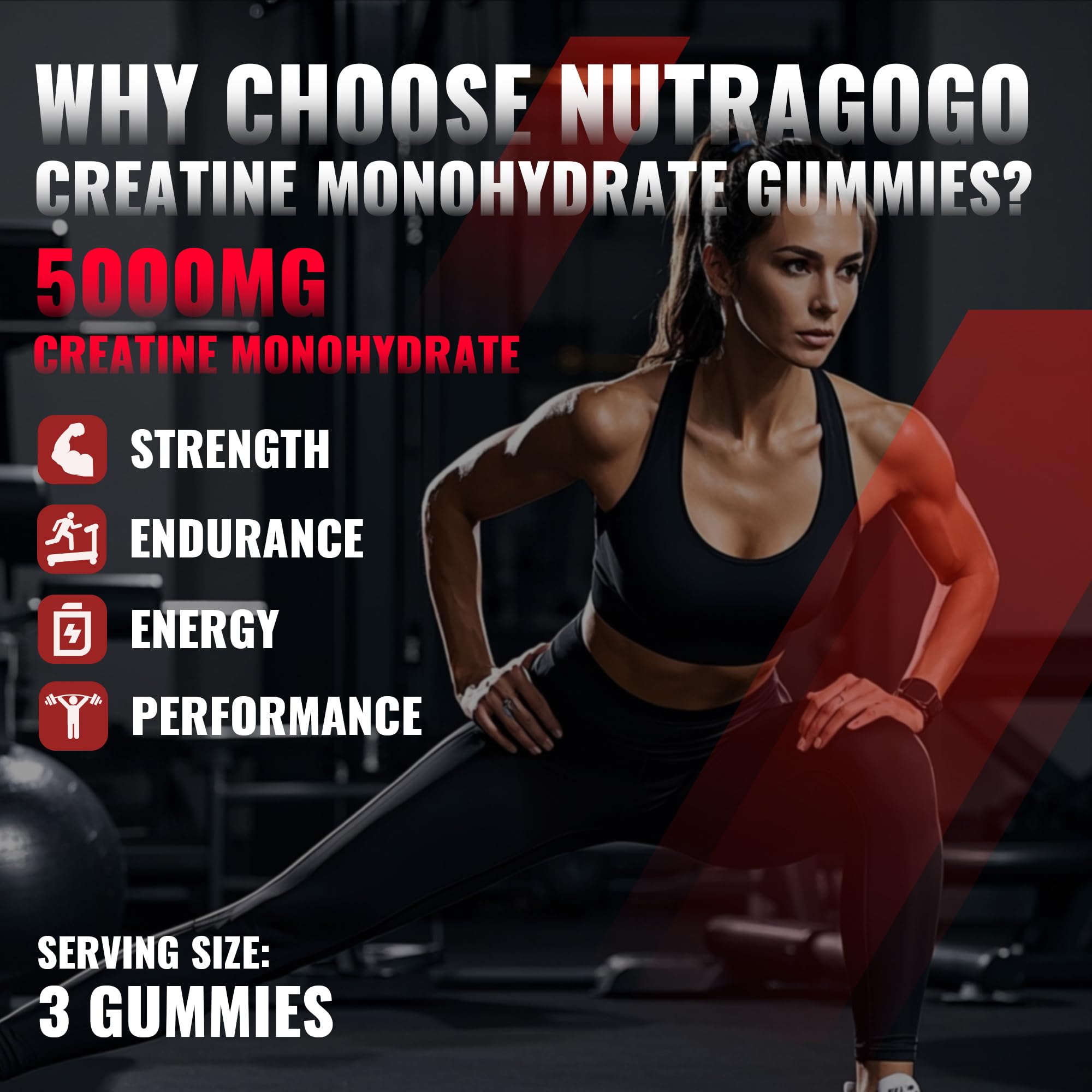NSF Certified Creatine Gummy - Creatine Monohydrate Gummies for Men & Women-5g of Creatine Monohydrate per Serving - Sugar Free,Vegan, Strawberry Electrolyte Chews, 135 Count — Amazon image 5