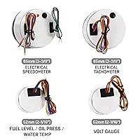 Vista 5 de RACETECH Juego de 6 Instrumentos – Velocímetro GPS de 85mm (3-3/8") 256 km/h Indicadores & Tacómetro 10000 RPM – Calibres de 52mm (2-1/16") de 90°