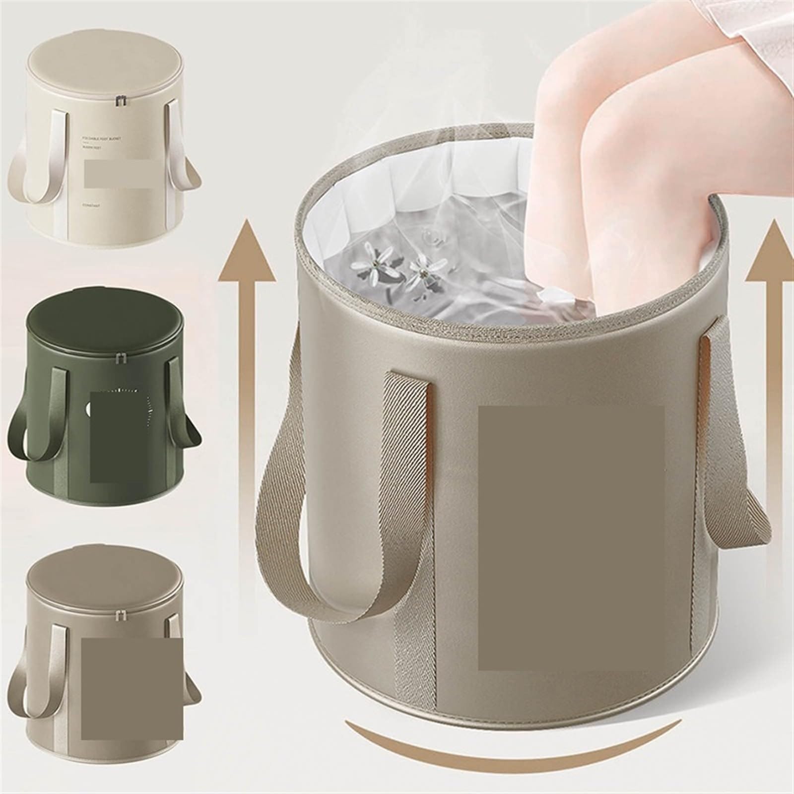 Cubo Plegable Para Remojo De Pies Cubo plegable for baño de pies con tapa, lavabo portátil for remojar, bañera multifuncional for for viajes al aire libre(Green)