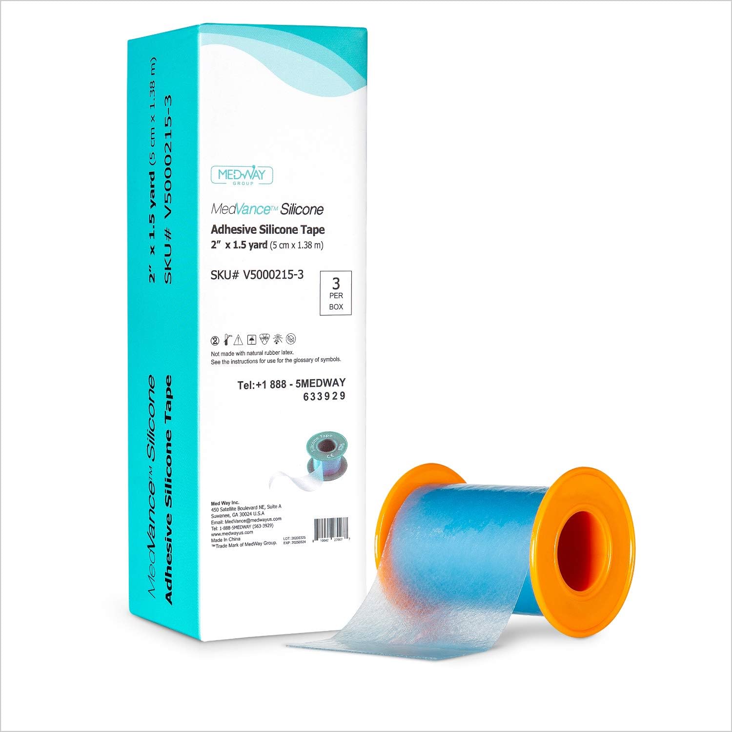 MedVance Silicone Tape 2" Wide Soft with Perforation and Cuttable (3 Pack, 1.5 Yards)