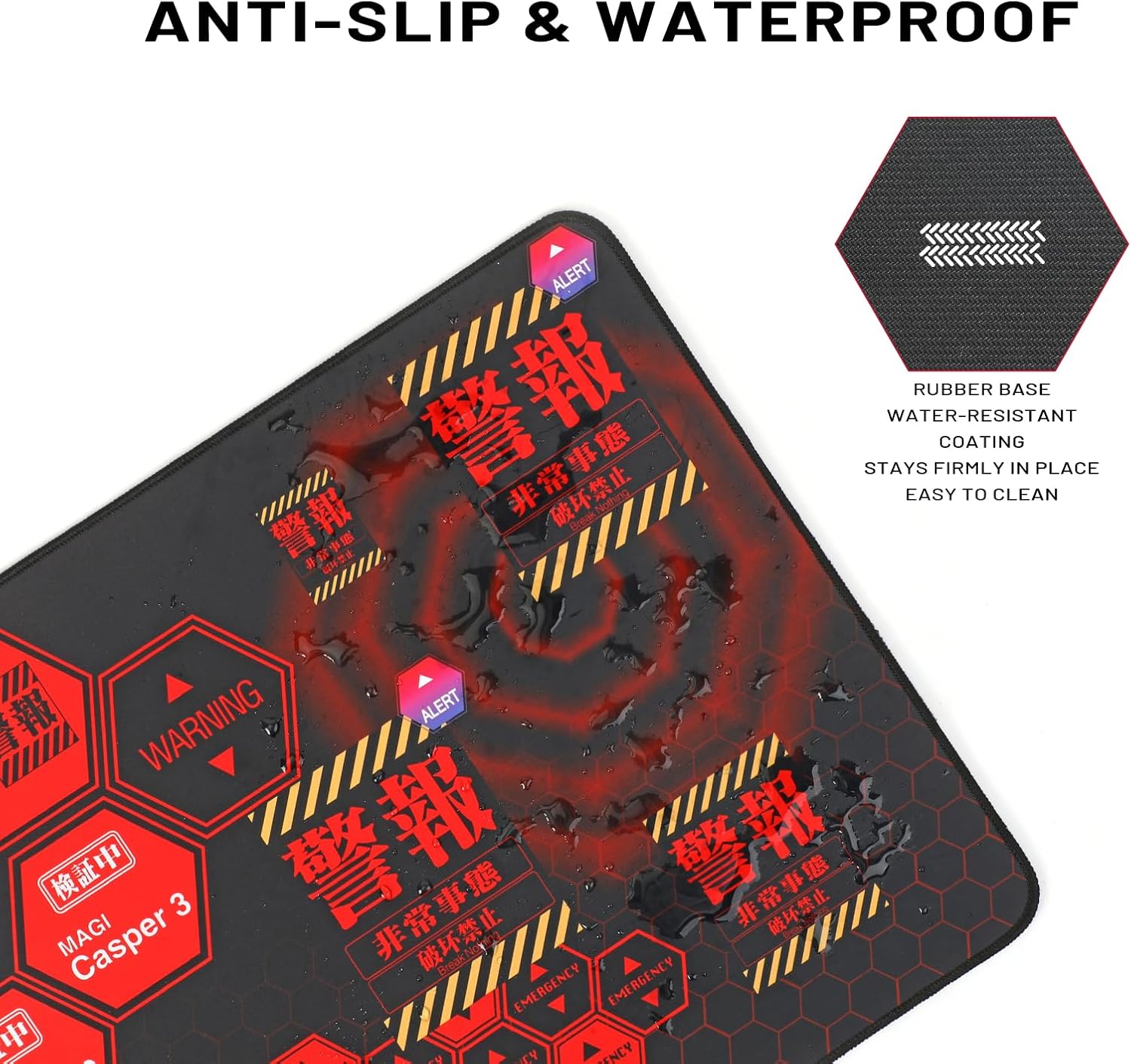 Mouse Pad, Neon Genesis Evangelion 'Alert' Design 35.4"x15.7" Big Mouse Pad - Featuring MAGI System & Emergency Warning Graphics for EVA Fans