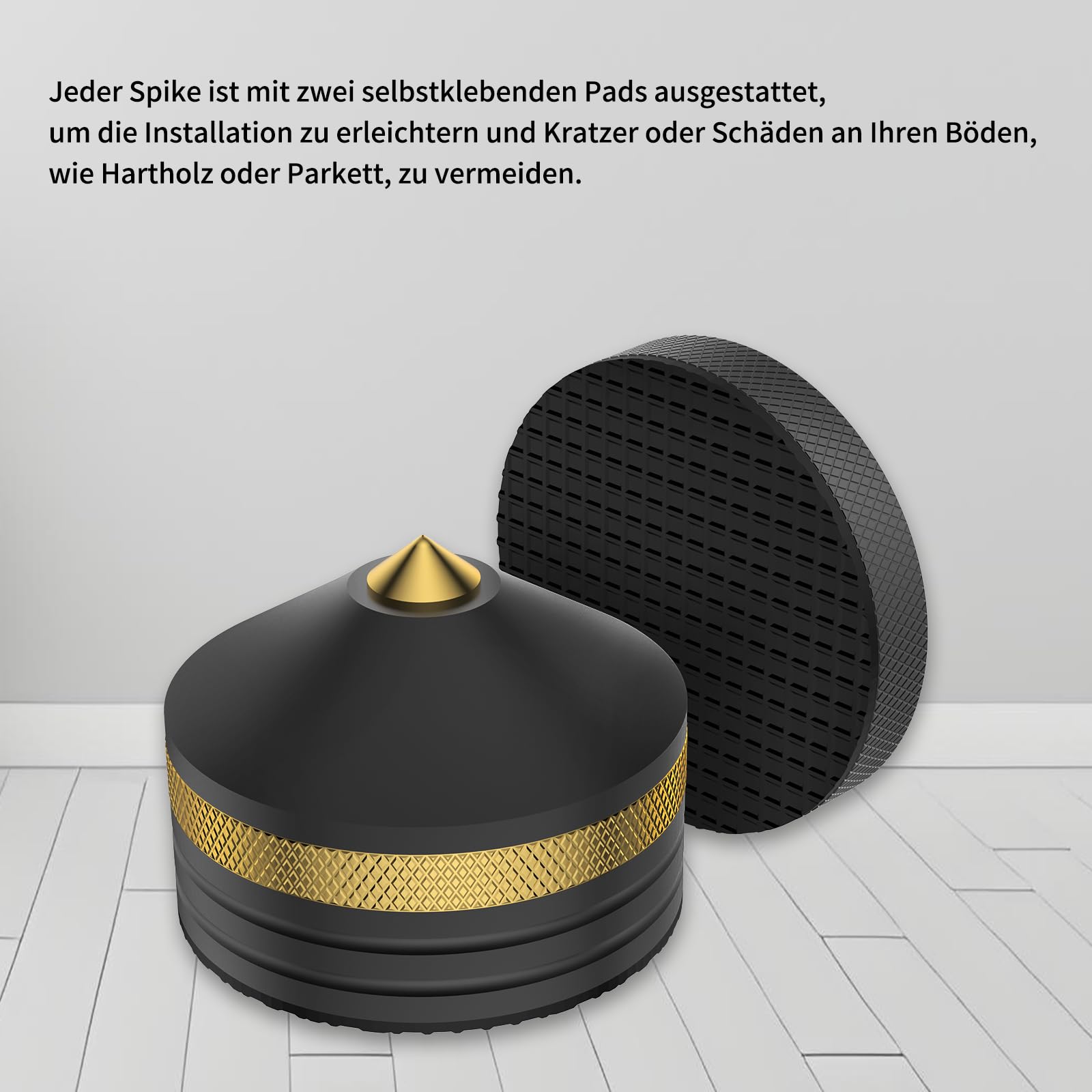 Tertullus 4 punte per altoparlante HiFi 39 x 33 mm, cuscinetti isolanti in alluminio, per amplificatori, giradischi, dispositivi DAC – nero