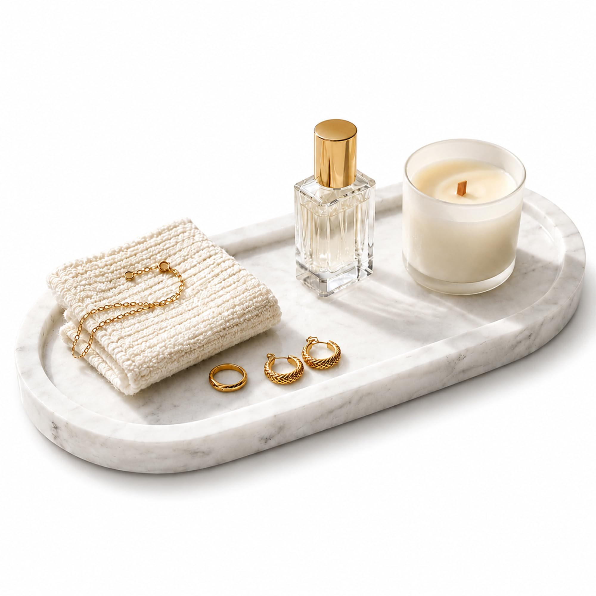 Plateau en marbre naturel véritable vide-poche chic pour salon et bureau BH101