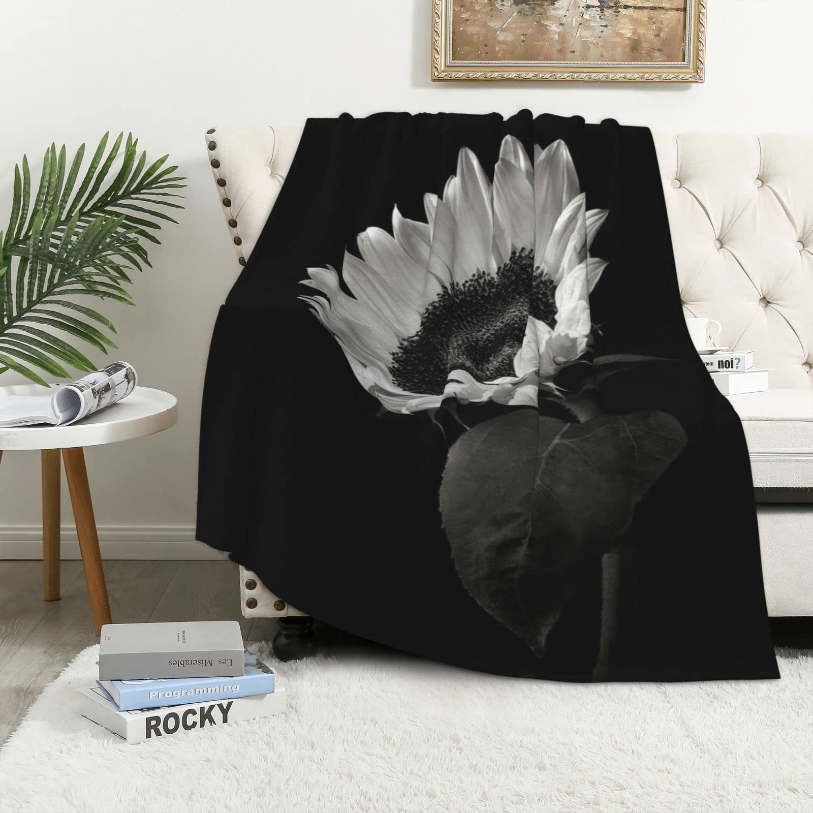 Couverture en flanelle anti-froid légère motif tournesol pour lit et sofa