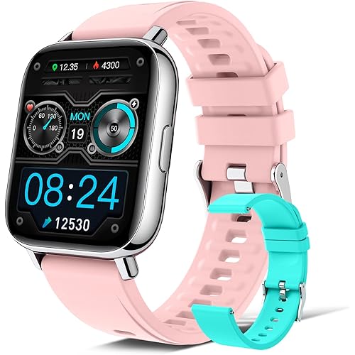 Smart Watch for Women, 1.69" Touch Screen Fitness Tracker Watch Sport Smartwatch with Heart Rate and Sleep Monitor, IP68 Waterproof 24 Sports Modes Pedometer Activity Tracker for Android iOS, Pink