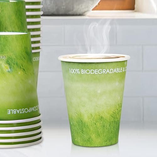 Vista 56 de Yes!Fresh Diseño especial de hierba verde, taza de papel caliente desechable, respetuoso del medio ambiente, 100% biodegradable y compostable
