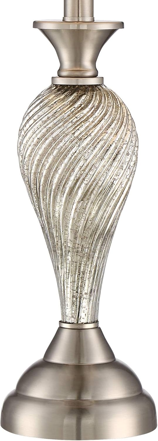 Bеѕt Sеllеr Arden Traditional Table Lamps 25 High Set of 2 Silver Mercury Glass Twist White Empire Shade Decor for Living Room Bedroom House Bedside Nightstand Home Office Reading Entryway - Regency Hill