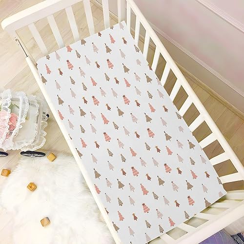 Miniatura 2 de Pfrewn Sábanas de cuna de Navidad para niños y niñas, árbol de Navidad pastel, bosque rosa, sábana bajera para cuna para colchón de cuna, elástica,