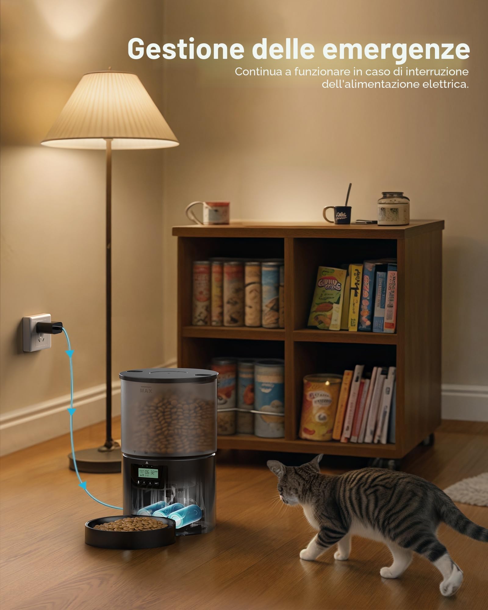 Distributore Automatico Cibo Gatti: Dispenser Crocchette Gatto con 10S Registrazione - Dosatore Crocchette per Cani con Orari di Mangiatoia Personalizzati 1-6 Pasti al Giorno Timer Programmabile