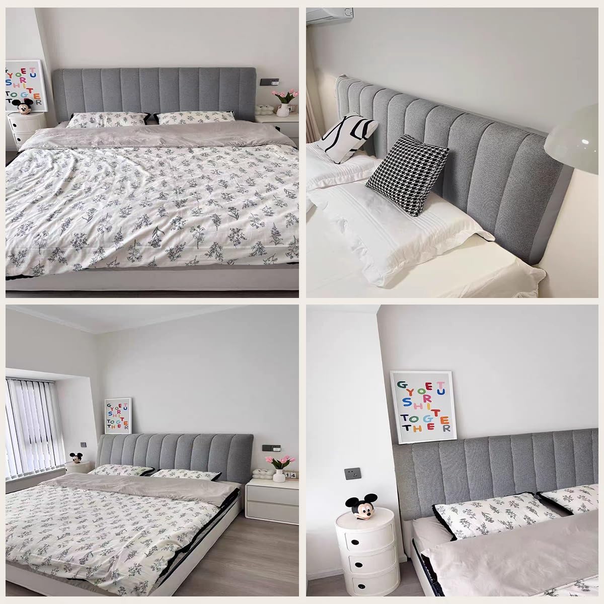 Fodera per testiera imbottita in morbido cotone beige, 180 x 60 cm, protezione per lo schienale del letto, per letti singoli o matrimoniali, arredamento elegante per camera da letto, confortevole e