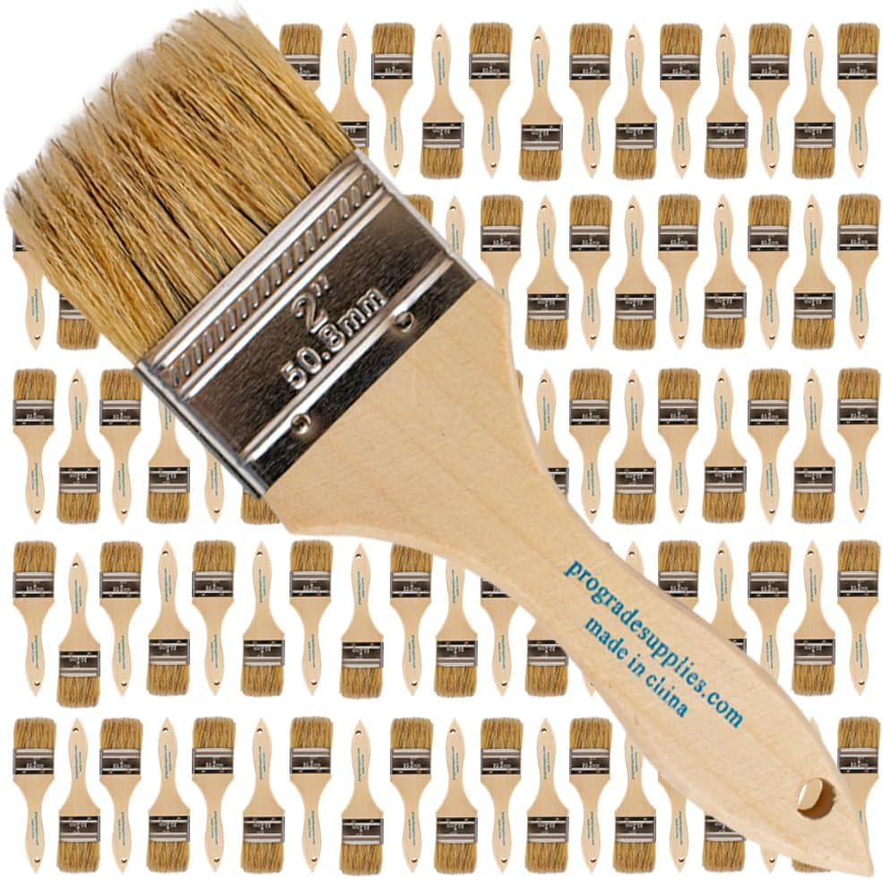 - Chip Paint Brushes - 96 Pack - 2 Inch - Chip Brushes - Versatile for Paints, Stains, Varnishes - 2 Inch Light Brown Chip Brushes Multi-Purpose Use