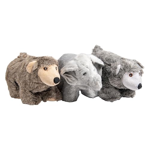 JACK AND VANILLA, Peluches de Terciopelo Ultra Suaves para Perros y Gatos, diseño Oso, Grizzly y Elefante