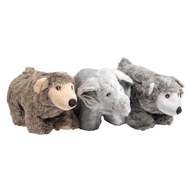 JACK AND VANILLA, Peluches de Terciopelo Ultra Suaves para Perros y Gatos, diseño Oso, Grizzly y Elefante