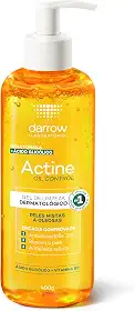 Darrow Actine Oil Control Gel de Limpeza Dermatológico Facial com Ácido Glicólico e Vitamina B5 para Controle da Oleosidade, Pele Matificada Sem Efeito Rebote e Poros Desobstruídos, 400g