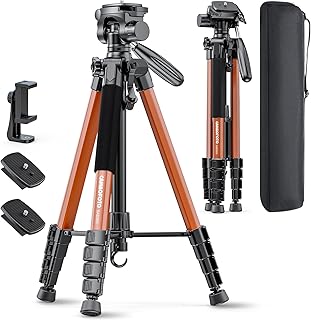 CAMBOFOTO 74"-Camera-Tripod, Porfessional Aluminum Heavy Duty Tripod Stand for Mirrorless Camera/DSLR/Cell Phone/Camcorde...