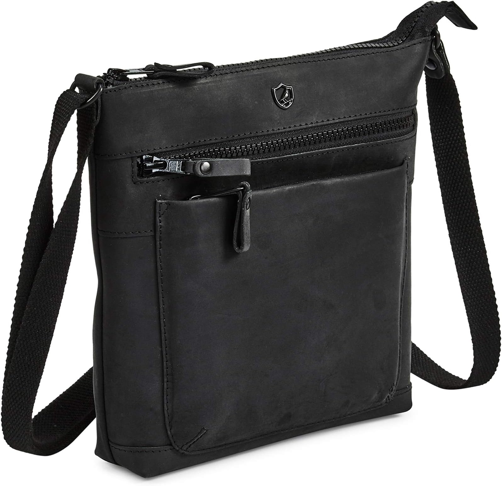 Real Leather Purse for Women Crossbody Bag Travel Shoulder Handbag Small Vintage Pocketbook (Black Crazy Horse)