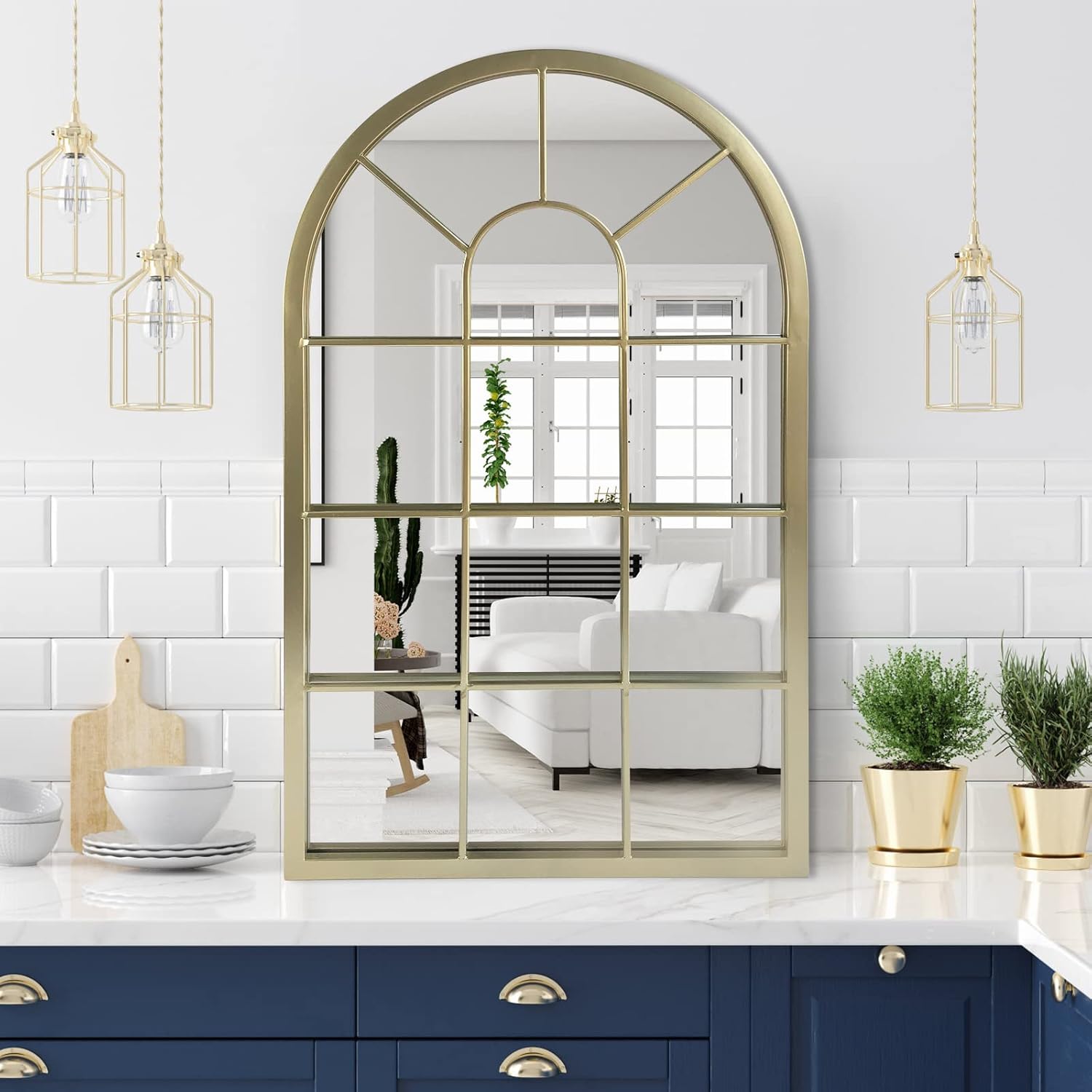 Amazon.com: HQiJun Wall Mirror Window Decorative Mirrors Arched ...