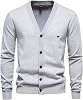 Cárdigan de botones para hombre, suave y cómodo, cuello en V, tejido, ajuste delgado, liso, camisa chaqueta casual 5
