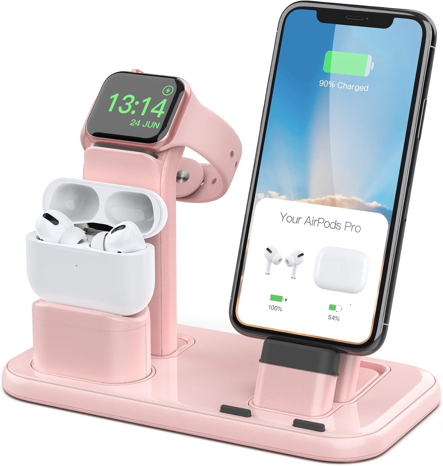 BEACOO 3 in 1 Charging Stand Compatible with iWatch Series 6/5/4/3/2/1, AirPods Pro 1/2 and iPhone Series 12/11/SE 2020/XS/XS Max/XR/X/8 Plus/7 Plus/6S Plus(Charger & Cables Required)