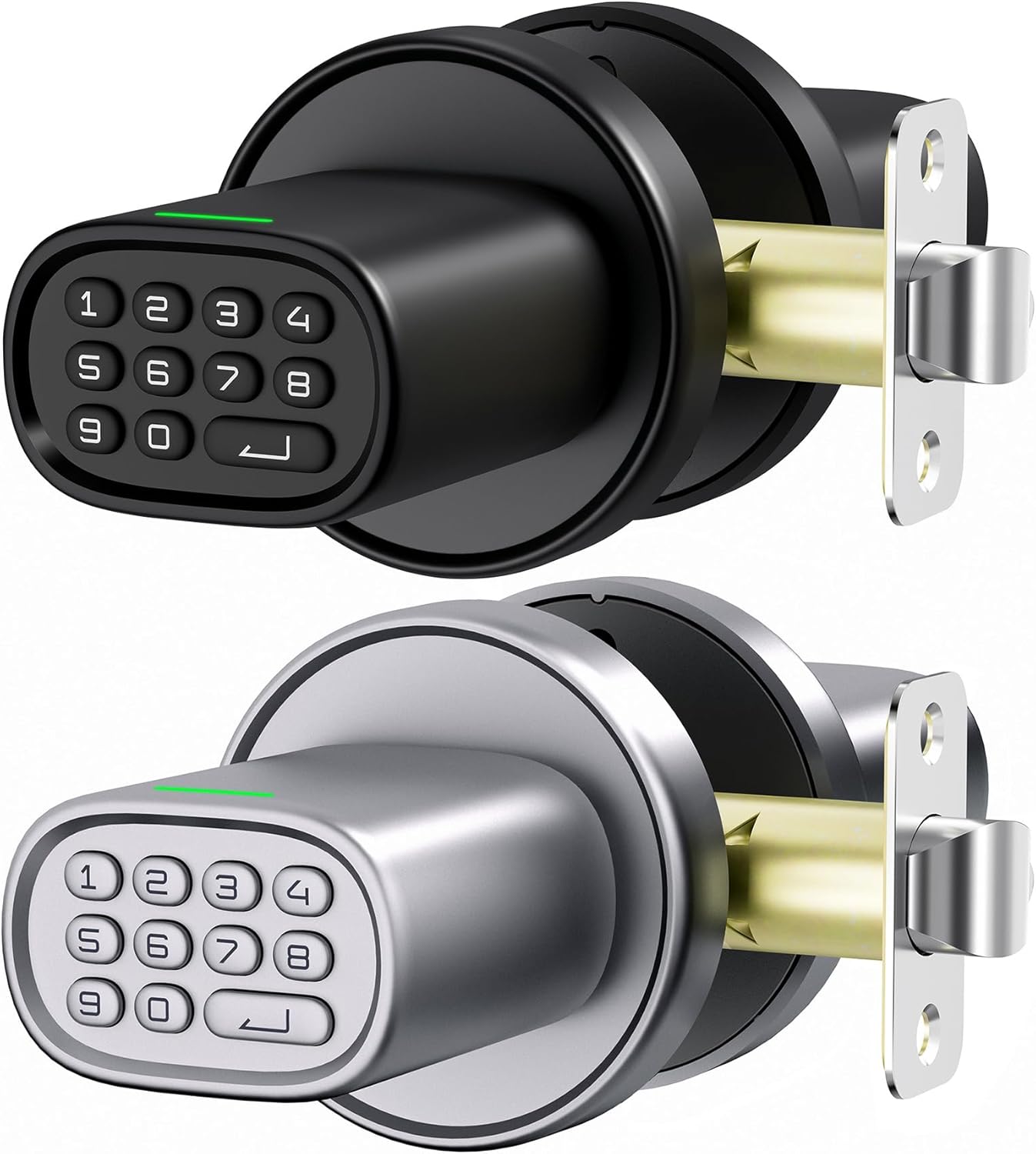 Keypad Door Knob M1(2 Set, Black and Silver)