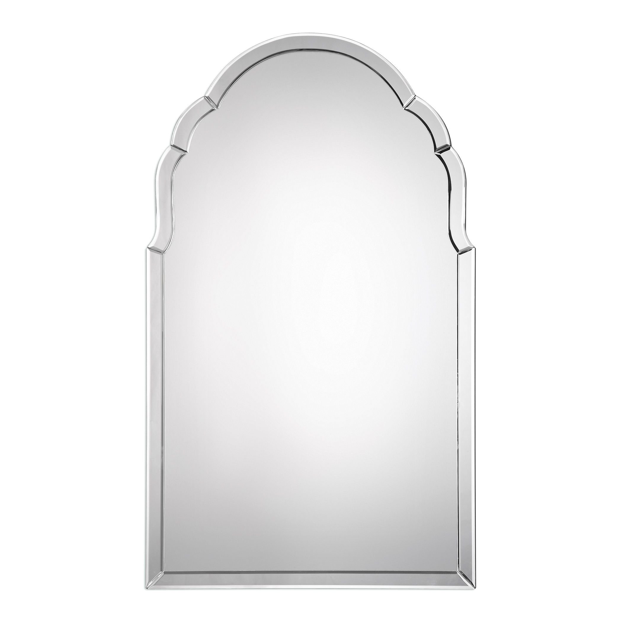 My Swanky Home Gorgeous Frameless Venetian Arch Wall Mirror | Vanity Curved Glass Frame Romantic