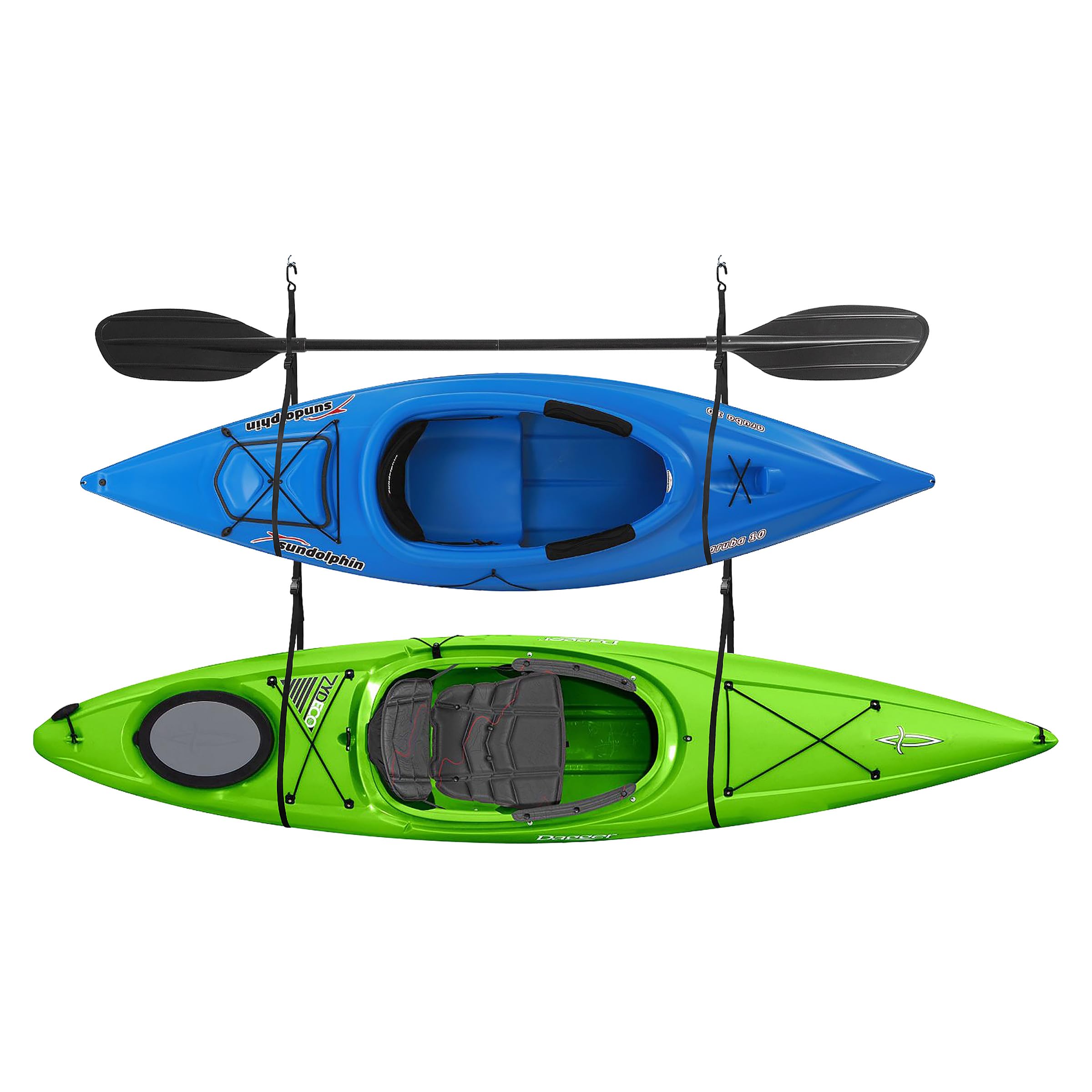 RAD Sportz Kayak Rack - Hanging Storage from Wall or Ceiling for Surfboards, Paddleboards, Sup, or Canoe - Adjustable Kayak Straps