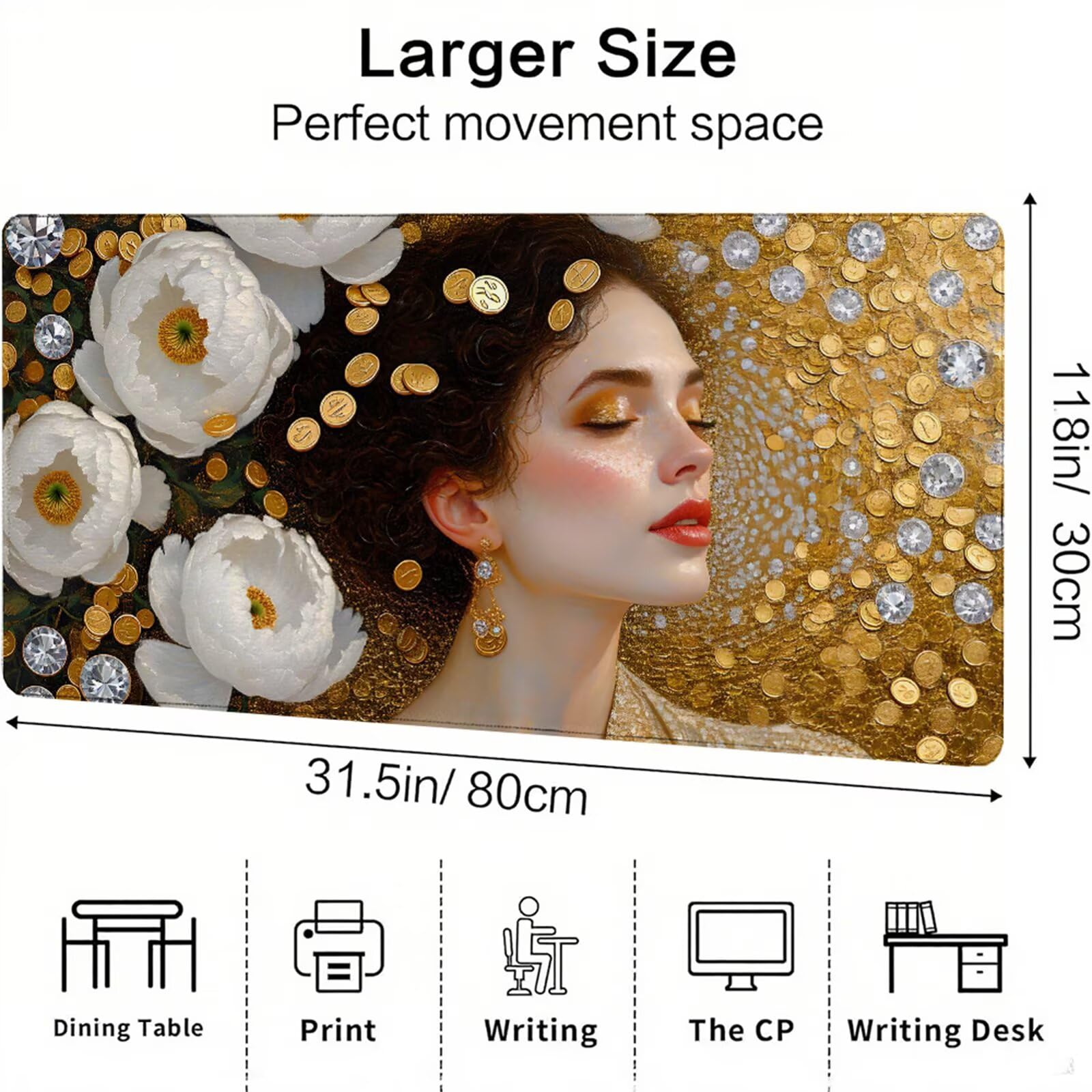 Żółta podkładka pod mysz XXL 1200 x 600 x 3 mm damska podkładka pod mysz do biura akcesoria antypoślizgowa gumowa podstawa i szyte krawędzie podkładka pod mysz dla graczy do dekoracji biura