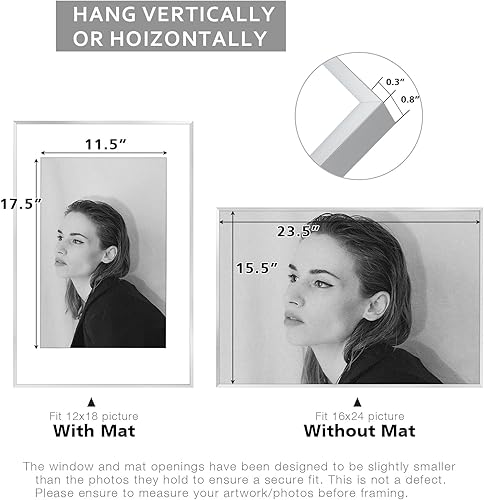 Vista 45 de Golden State Art - Portarretratos de aluminio de 18 x 24 pulgadas - con paspartú para fotos de 16 x 20 pulgadas o sin paspartú para póster de 18 x
