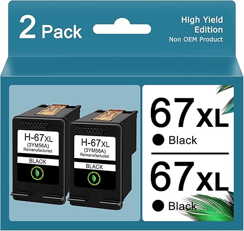 67XL - Cartuchos de tinta negros de alto rendimiento para HP Ink 67 HP 67XL para HP DeskJet 2700 2700e 2755 2755e 4155 4155e, Envy 6055e 6055e 6455e