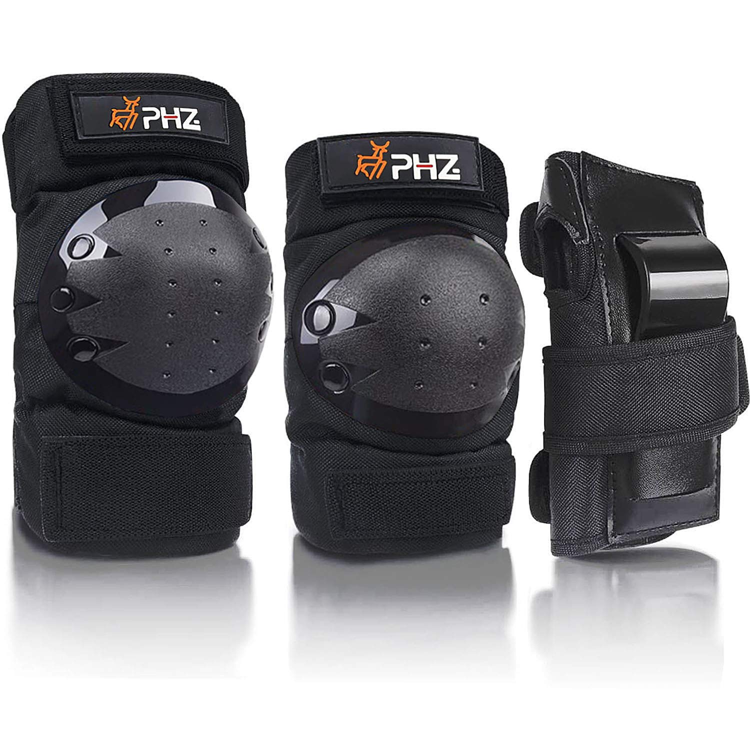 PHZ. Knee Pads Kids Adults Elbow Pads Wrist Guard Protection Gear Set 3 in 1 for Skating Cycling Bike Rollerblading Scooter Skateboard Inline Roller Riding BMX Bicycle