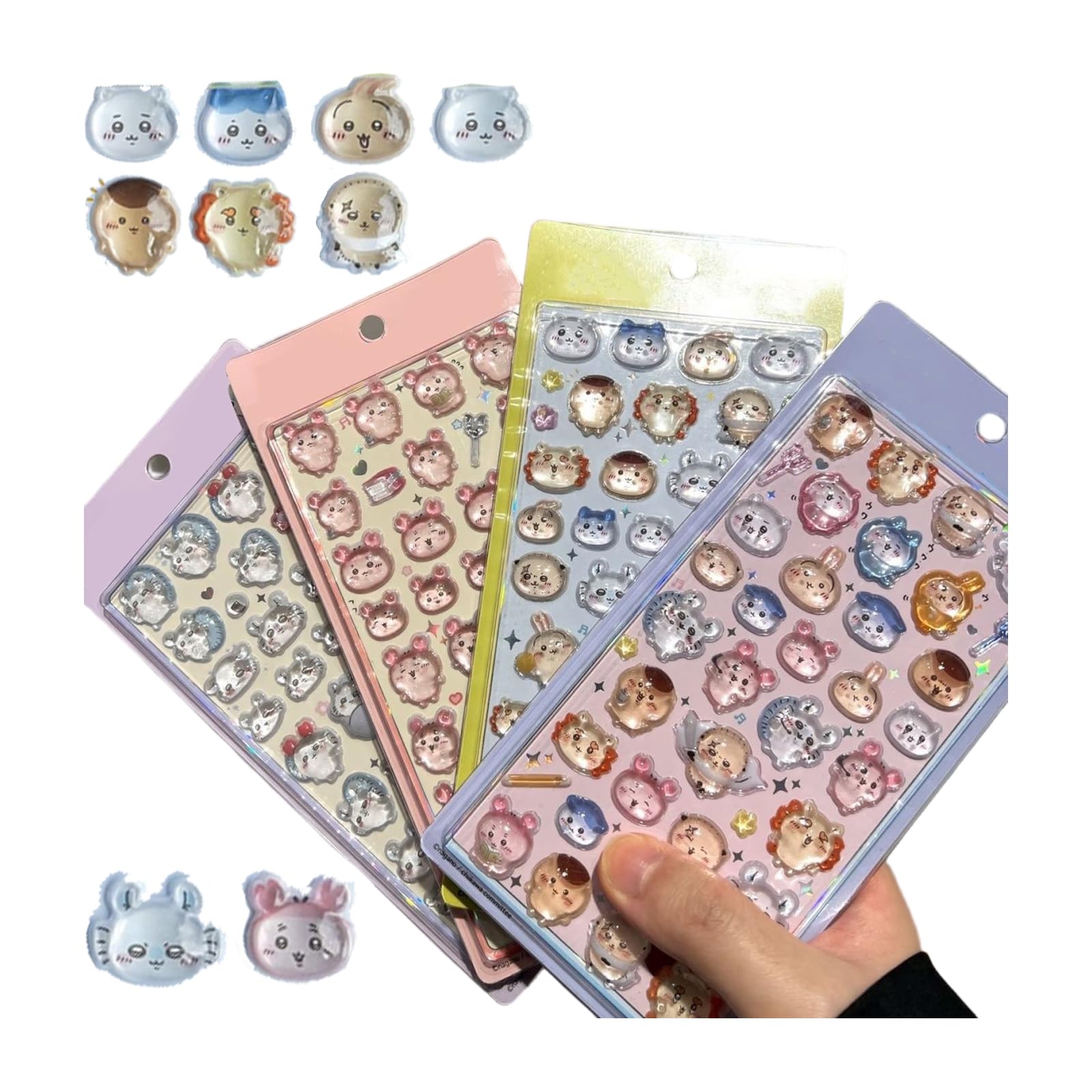 [SENDENG] 4点セット うさぎ ハチワレ 実心 3D立体ステッカー 古本…
