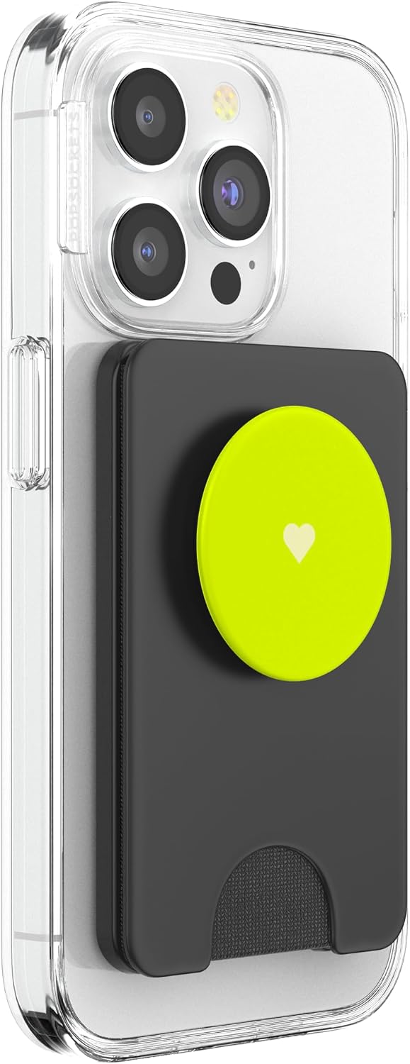 Yellow Color Cute Heart Minimalist Love PopSockets PopWallet for MagSafe