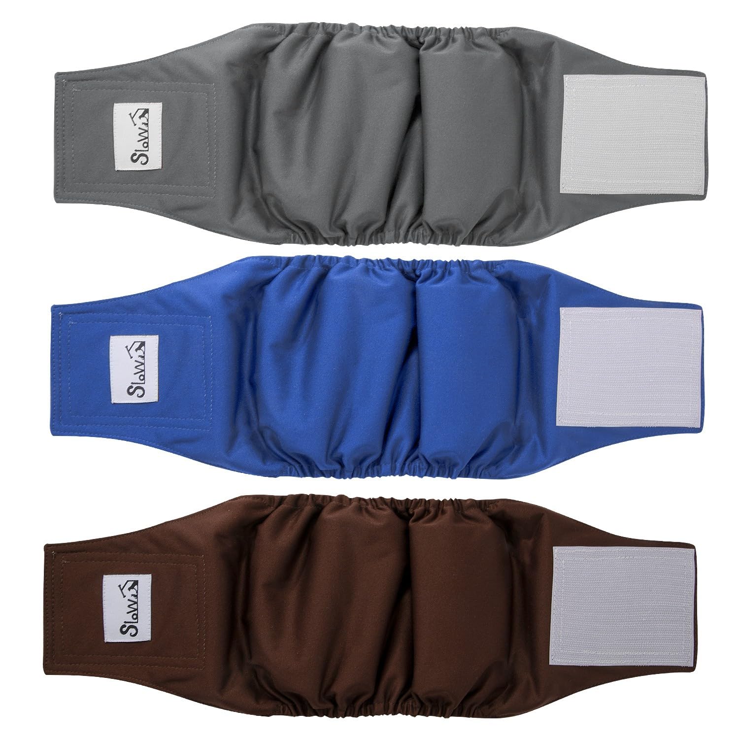 SlowTon 3 Pañales para Perros machos, Pañales Lavables Bandas para el Vientre para Perros machos y Cachorros Perritos, pañales Altamente absorbentes con Cierre Fuerte y Flexible, Paquete de 3