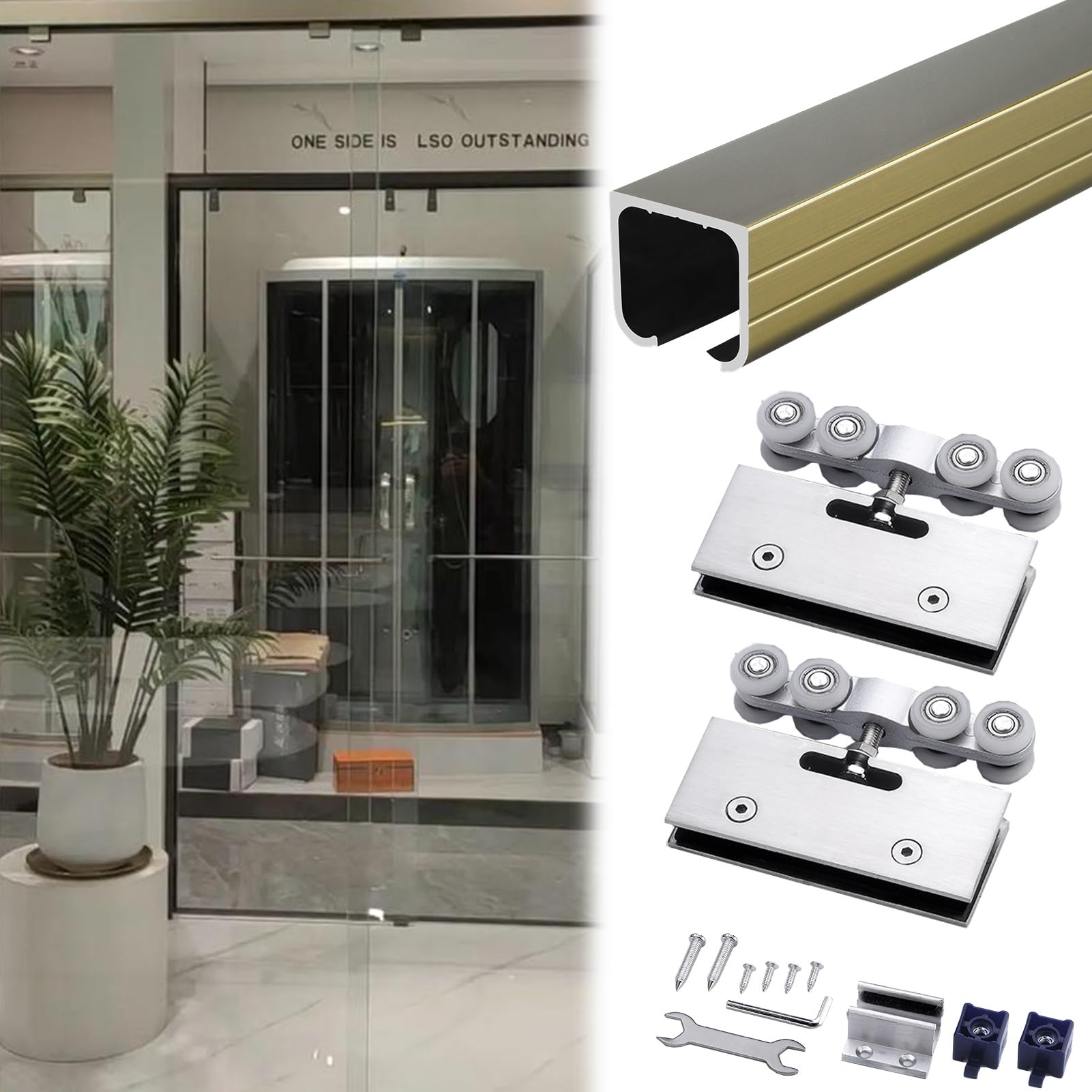 Guide de porte de terrasse commerciale coulissante en verre avec rail en aluminium