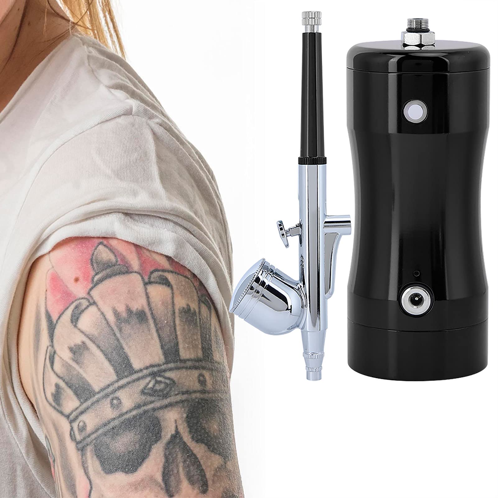 Acouto Kitografo, Pompa G12 + Kit Aerografo Mini 7cc da 0,3 Mm Set Pennello Aria Spray Strumento di Pulizia per Pittura a Spruzzo Artistica Modello ECC (#1)