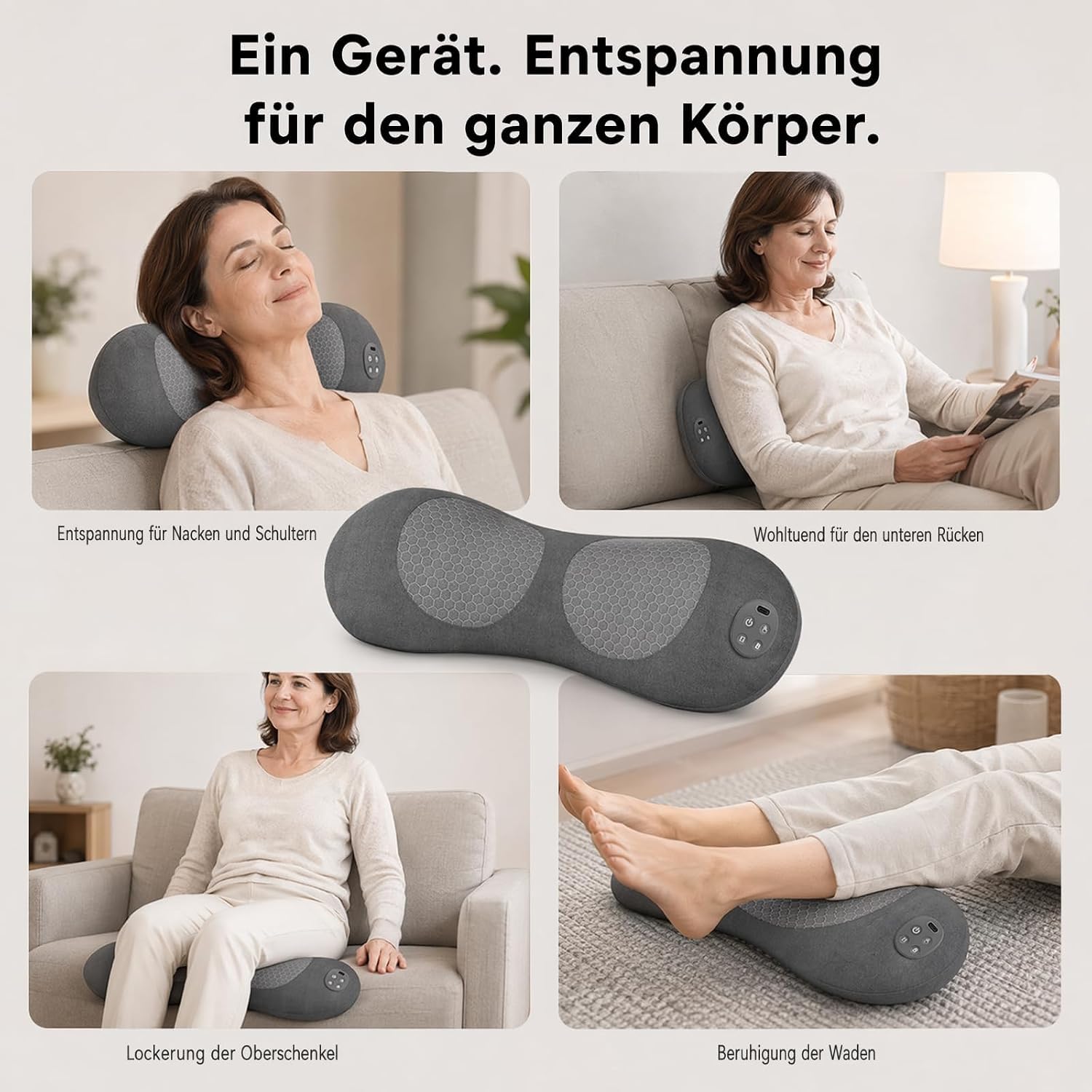 3-in-1 Rückenmassagegerät, Massagegerät mit Wärme Vibration & Dehnung | Rücken Massage Gerät, Nackenmassagegerät, Ergonomische Rückenstütze für Nacken, Schultern und Rücken Büro Zuhause Reise