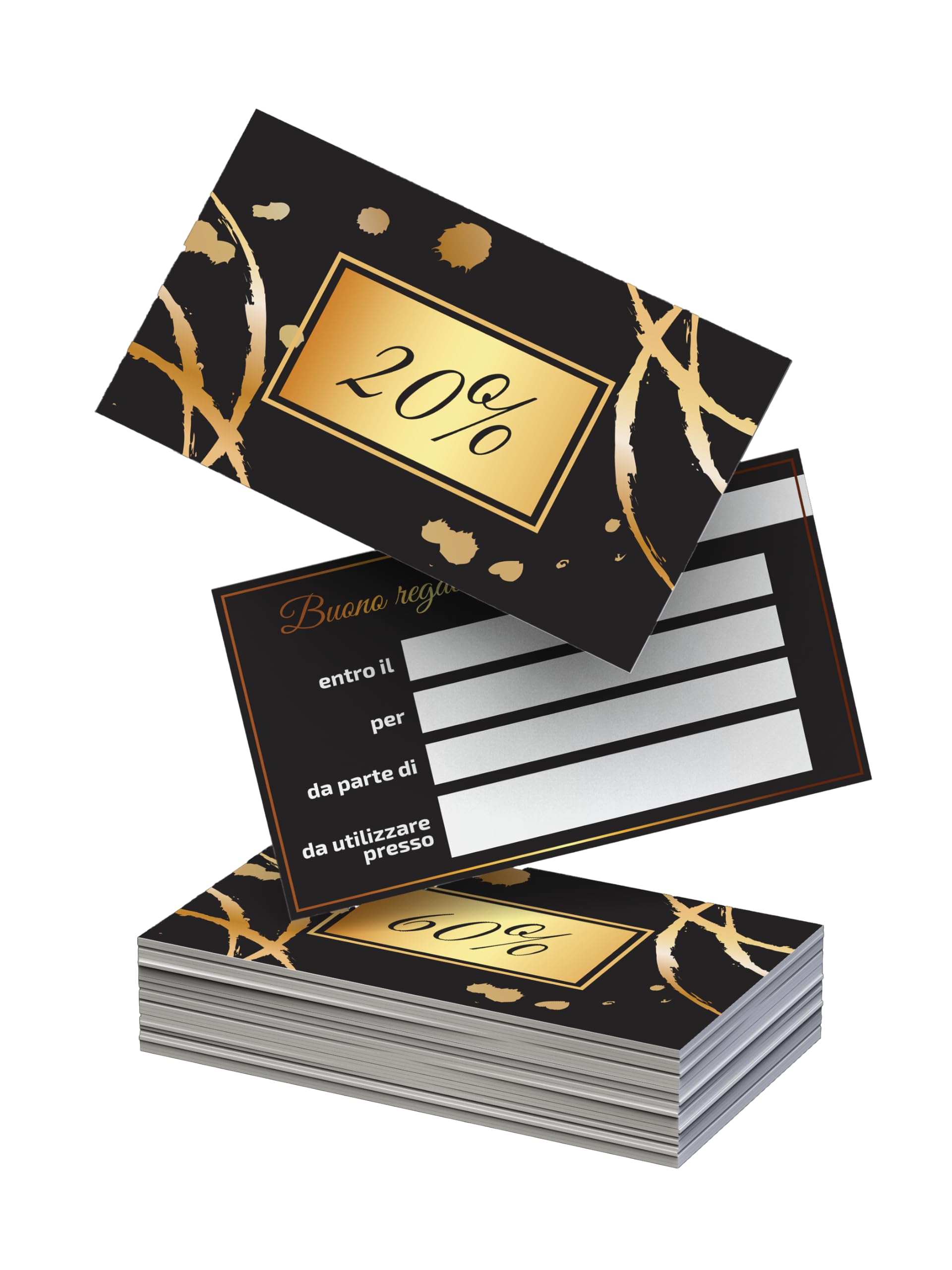 Buoni Sconto 20%-50%: Per Estetiste, Parrucchieri, SPA - 100 Coupon Personalizzabili, Carta di Lusso - Premia la Fedeltà dei Tuoi Clienti! (Design 8, 20%)