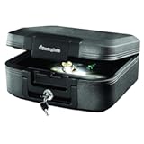 SentrySafe Fireproof and Waterproof Chest Box with Key Lock, Black Travel Safe with Interior Lighting and Carrying Handle, 0.28 Cubic Feet, 6.6 x 15.4 x 14.3 Inches, CHW20205